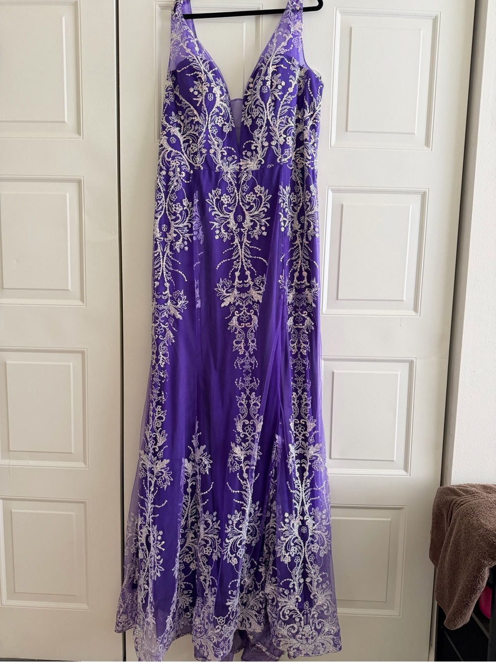 Windsor Neon Orange Sequin Prom Gown - Picture 3 of 4